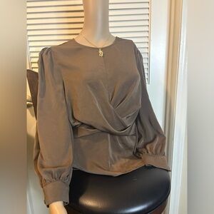 Express Brown Draped Blouse